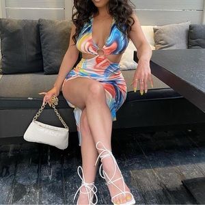 Multi coloured cut out dress worn once! Size S